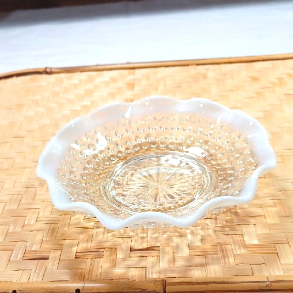 Anchor Hocking Opalescent Moonstone Hobnail Bowl 6 Inch